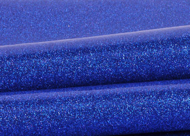 China Blaues PVC-Funkeln-Gewebe mit Stoff-Unterseite, spezielles Textilleder-Schein-Funkeln-Gewebe fournisseur